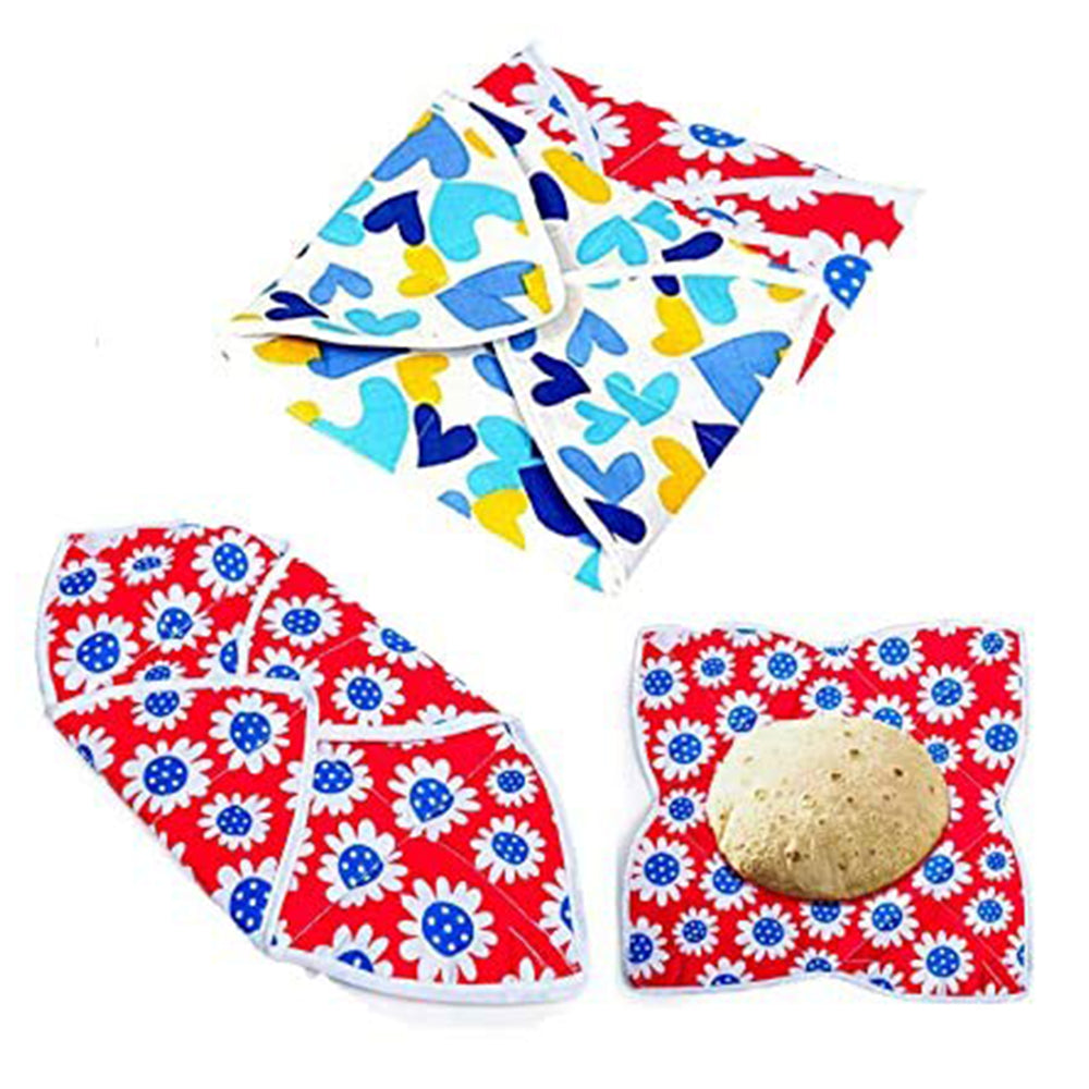 Hygienic square cover with colorful design for chapatis. Hygienic square cover with colorful design for chapatis.